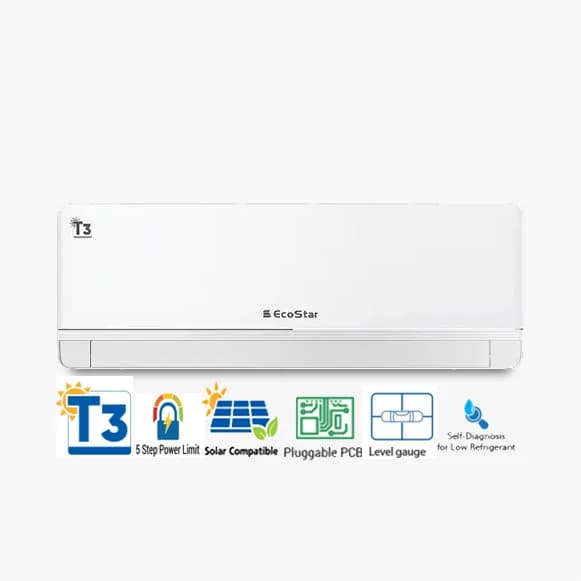 Ecostar ES-12AR02WT3 Ario Max Series 1-Ton DC Inverter Heat and Cool, Level Gauge, 5th Gen Auto Clean