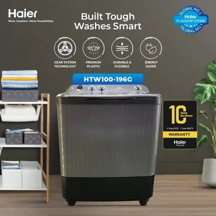 Haier HWM-100-196G (10-Kg) Double Tub Washing Machine With Spinner