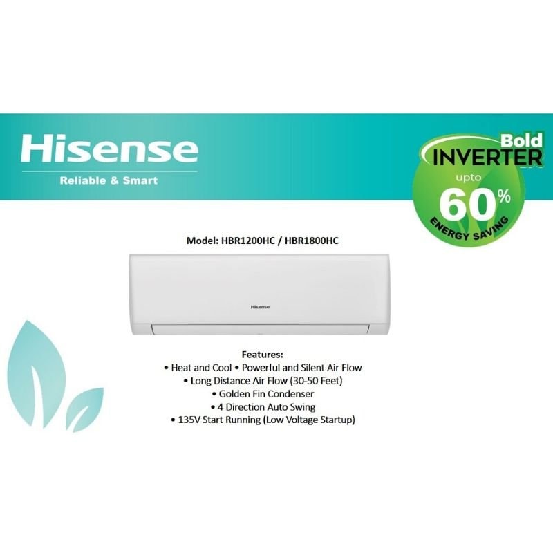 Hisense 1 Ton 60% AC Heat & Cool | HBR1200HC