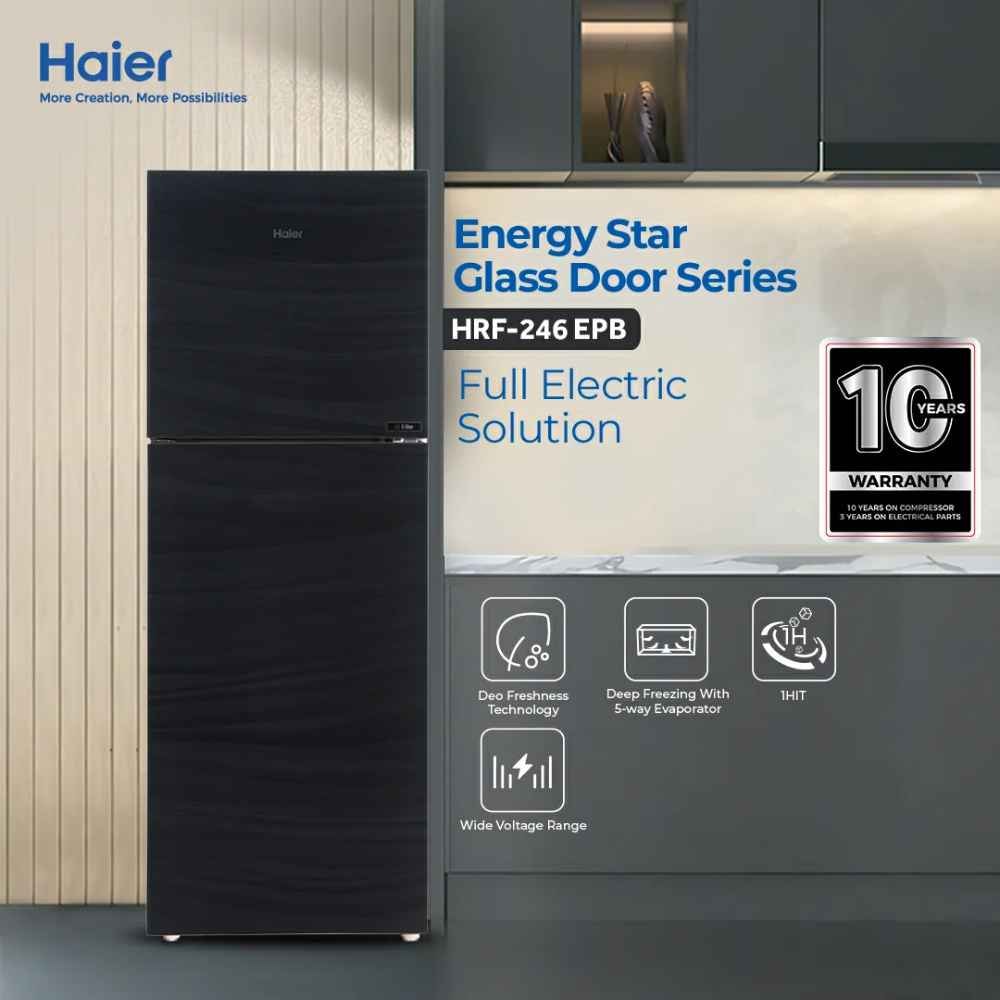 Haier 246 EPB Glass Door Refrigerator 9 CFT